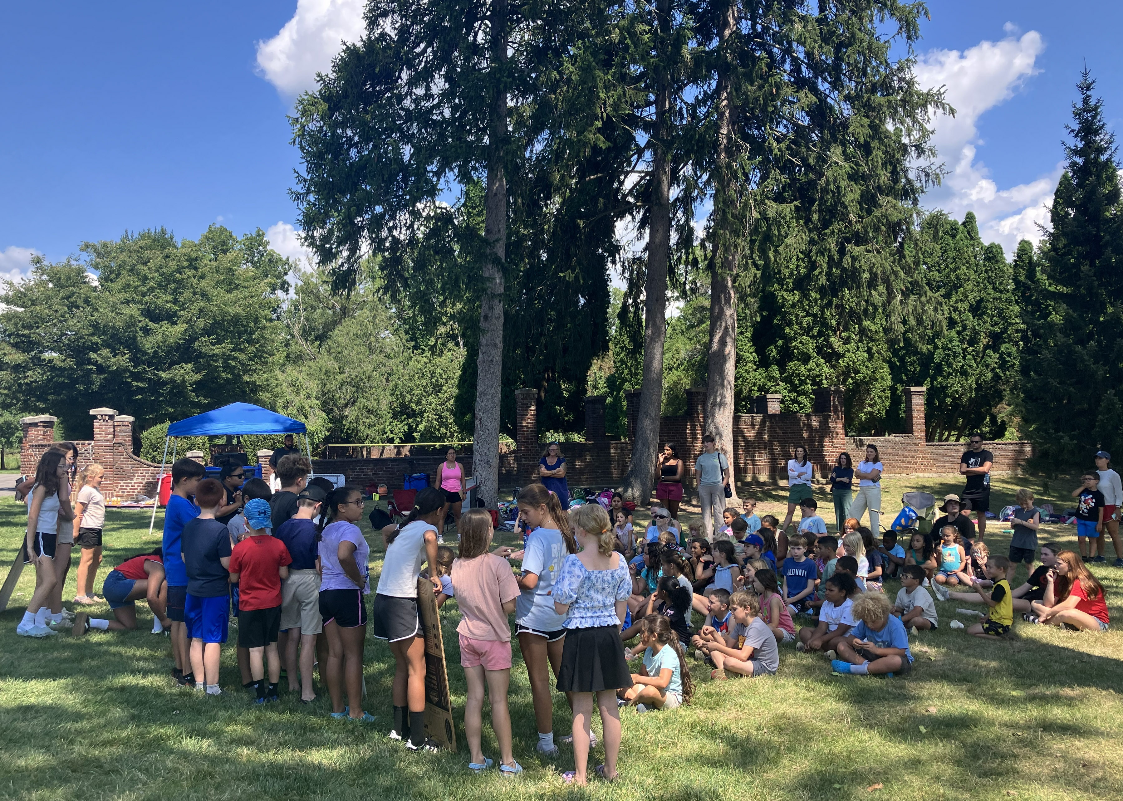 Gathering on the grass